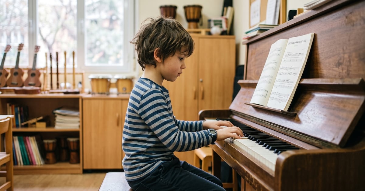Chicos que tocan un instrumento: cuando la música parece sumar puntos en la escuela